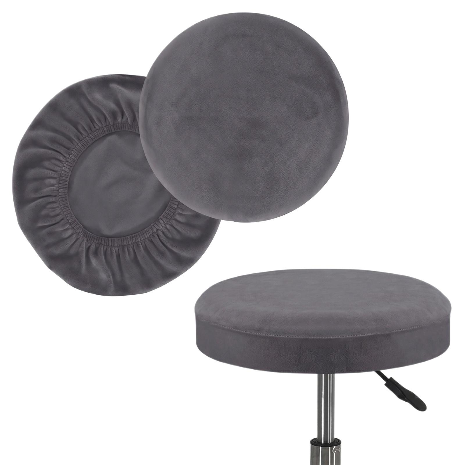 

Round Bar Stool Cover Elastic Stretch Velvet Fabric Slipcover for Swivel Chair Seat Protector Durable and Washable Fit Most Standard Stools S