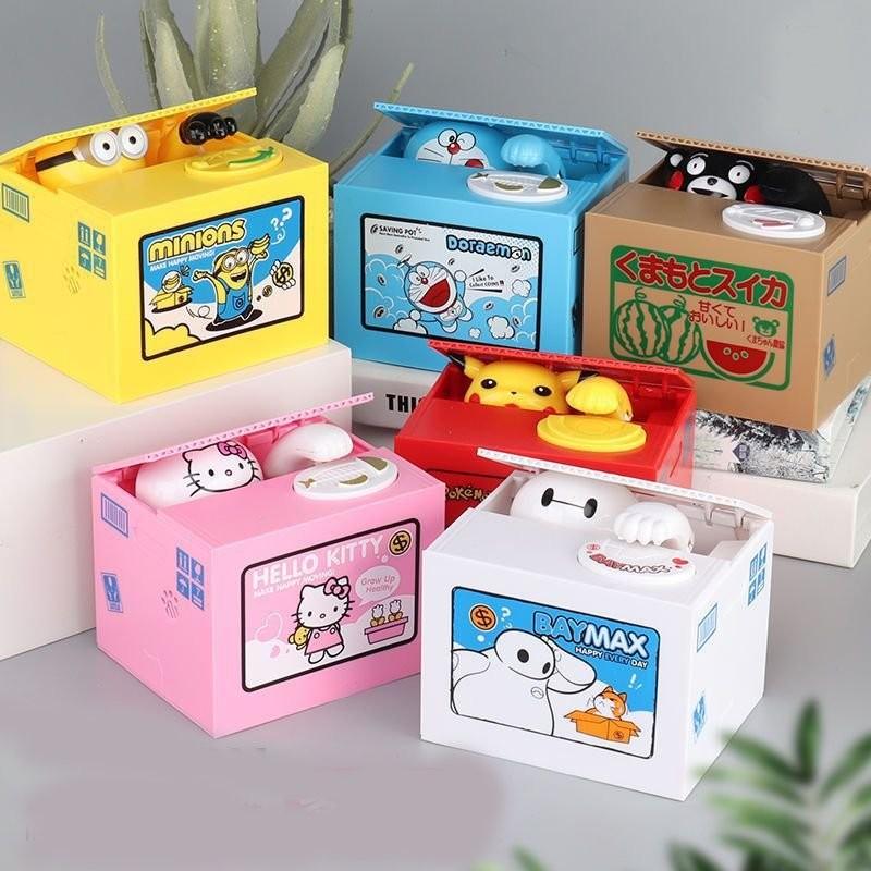 Whimsical Cartoon Style Money Thief Cat Piggy Bank Colorful Kids Savings Bank Delight