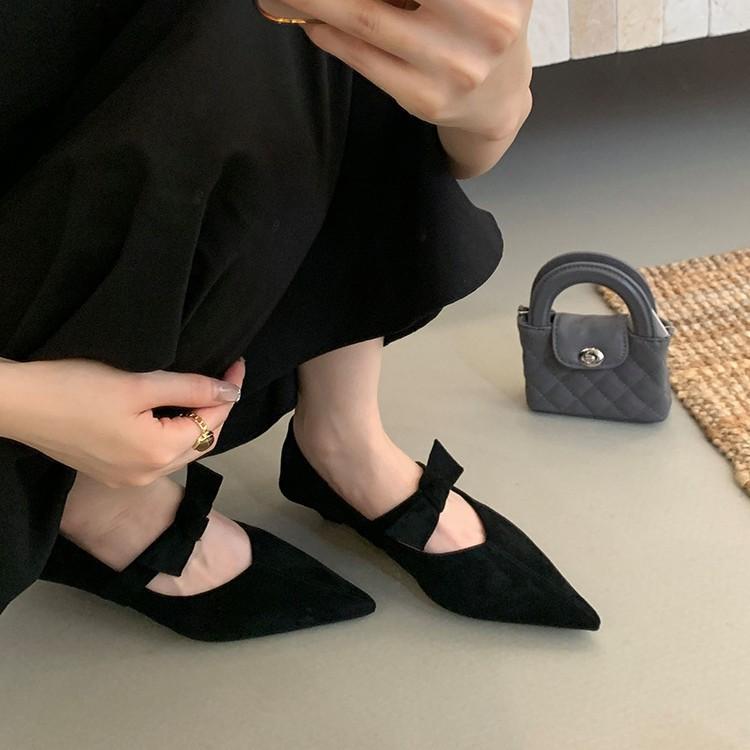 Soft-soled Fashion Flat-bottomed Black Pointed Single Shoes Women's Shoes 2025 Retro Mary Jane French Shallow Mouth Commuter Shoes Tide