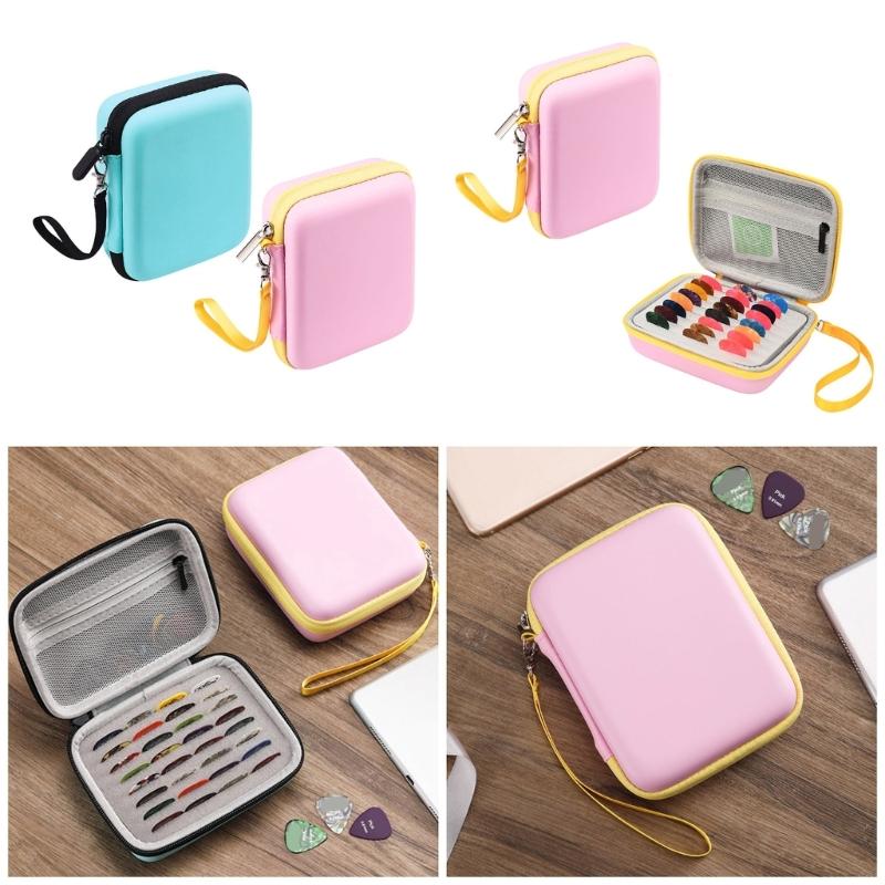 Universal Picks Pouch Storage Box Guitar Pick Holder Case Splashproof Pouch Carrying Bag with Lanyard Guitar Accessory