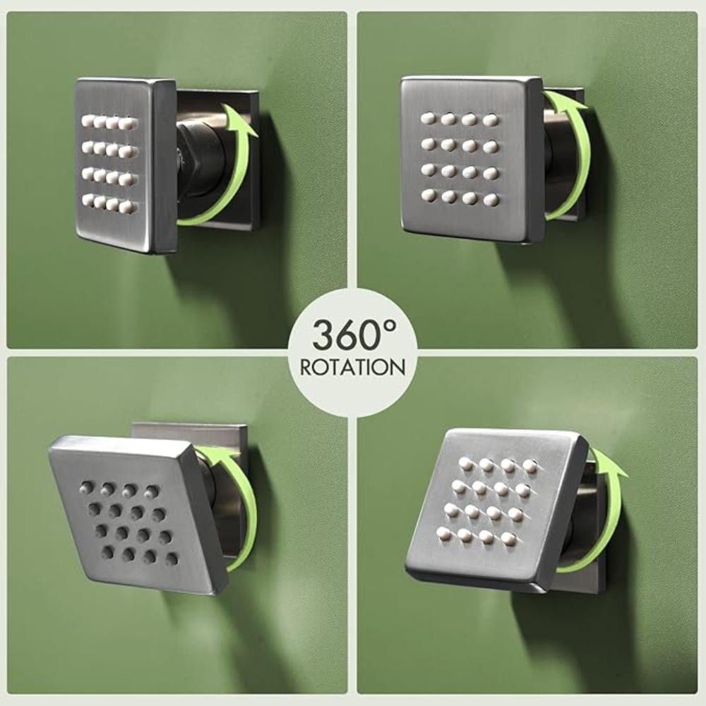 Chrome Black Brass Body Sprays Square Shower Spa Massage Body Jets Golden Concealed Shower Spray Head Faucet Accessory