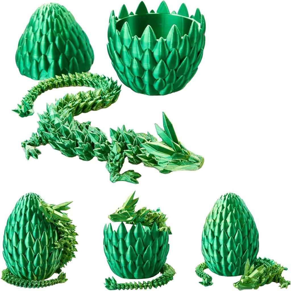 Egg and Figurine Set Handcrafted Collectible with Unique Color Shifting Scales