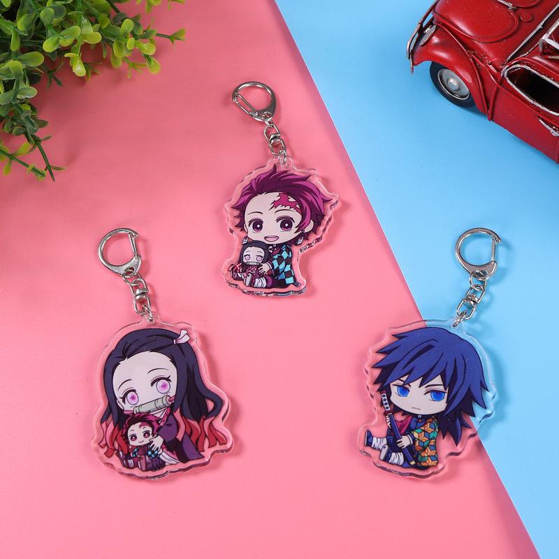Juego de llaveros acrílicos del anime Demon Slayer con Kanao, Nezuko, Shinobi, Mitsuri y Tanjiro