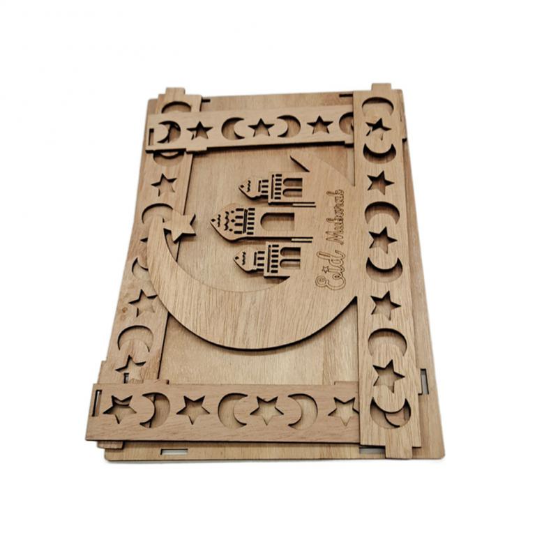 Eid Mubarak Wooden Food Tray Ornament Islamic Eid Al-fitr Ramadan Table Decoration Dessert Tray Crafts Party Holiday Decorations
