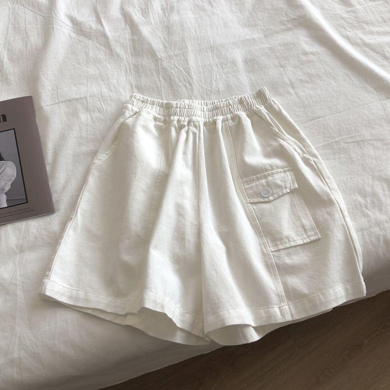Korean Loose Casual Versatile Summer High-waisted Pocket Shorts Women