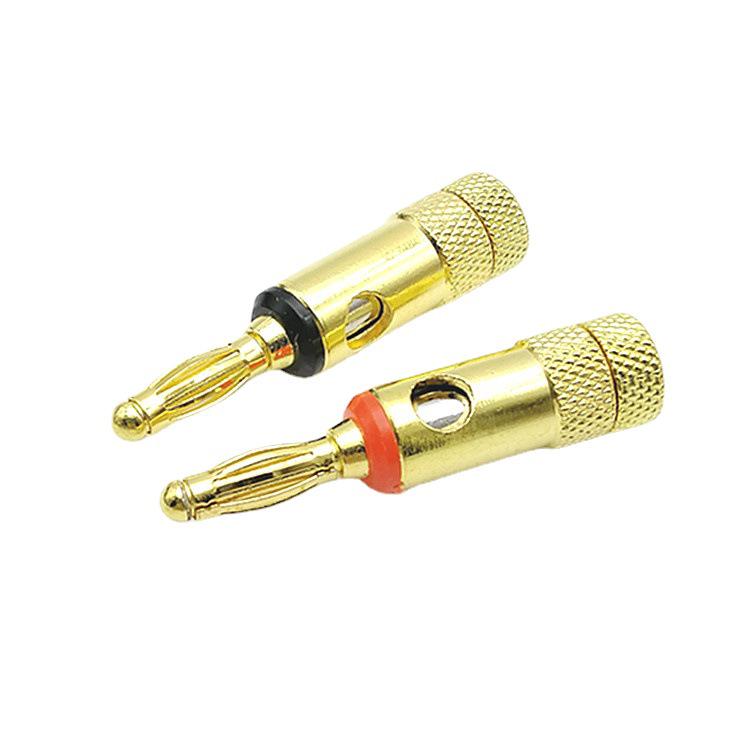Gold-Plated Solderless 4MM Banana Speaker Plug Connector