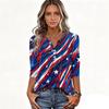 Women's T Shirt Independence Day Print Button 3/4 Sleeve Daily Weekend Fashion Basic V- Neck Regular Top