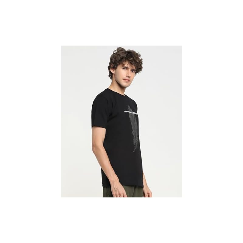 Bewakoof Men' Printed % Cotton TShirt Regular Fit, Round Neck, Half Sleeves