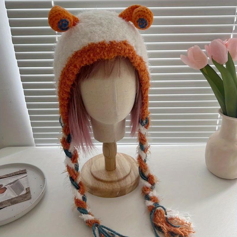 Fashion Quirky Handmade Cartoon Cute Snail Plush Ears Wool Cap Female Winter Warm Ear Protection Cap Autumn and Winter