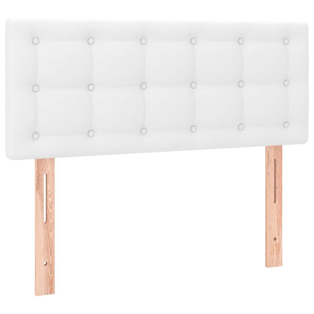 Box Spring Bed with Mattress & LED Light White 120 x 190 cm Artificial Leather