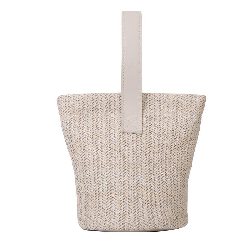 Summer Woven Bucket Bag For Women With Zipper Pocket For Beach And Daily Use