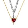 European and American new models, red crystal love dagger pendant layered necklace French design female collarbone chain