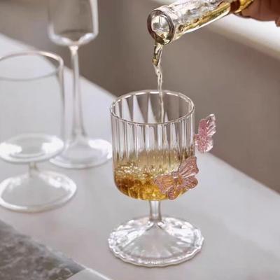 3D Butterfly Wine Glasses 250ml High Borosilicate Glass Heat Cold Resistant Wine Cup Cocktail Glassware