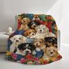 Gezellige Hond & Bloemenprint Flanellen Deken - Zacht Warm Plaid voor Dutjes Kamperen Reizen | Perfect Cadeau voor Huisdierliefhebbers Vrienden & Familie