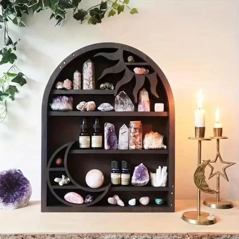 Moon Design Wall Shelf Wooden Material Crystal Shelf Floating Shelves Living Room Decor