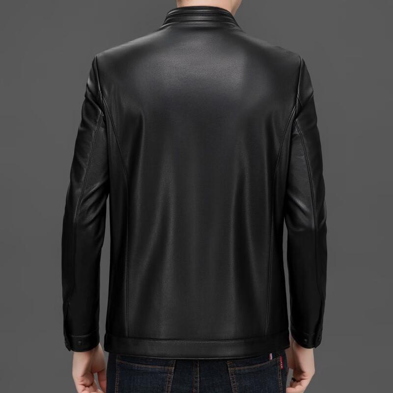 ROMON Men's Faux Leather Stand Collar Jacket LMDH8065