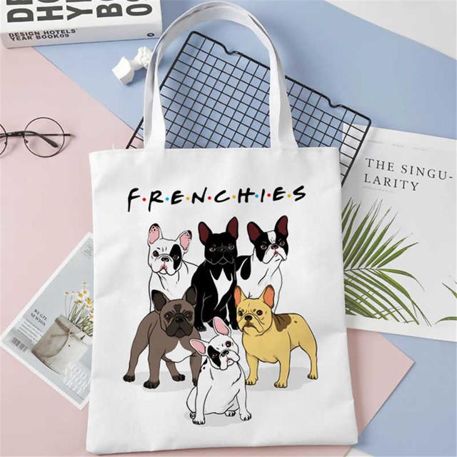 Bulldog francez Frenchies Geantă de cumpărături imprimată pentru femei Geantă de plajă de călătorie Geantă de reciclare Geantă de cumpărături pentru femei Geantă de umăr ecologică pentru femei