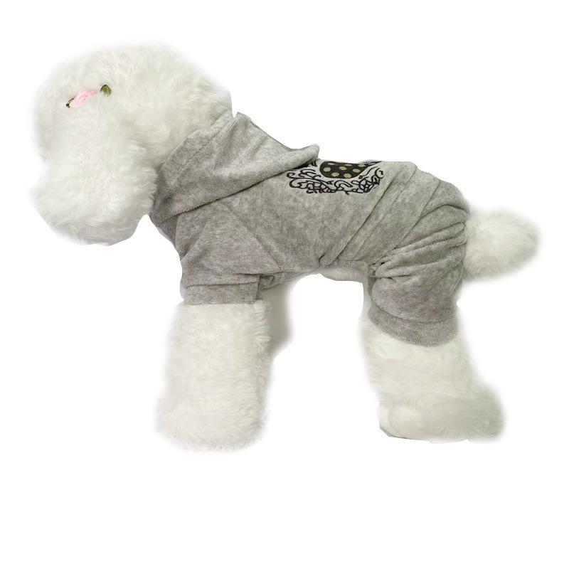 Spring and Autumn's New Pet Clothing, Velvet Four-legged Crown Printed Pet Clothing for Puppies