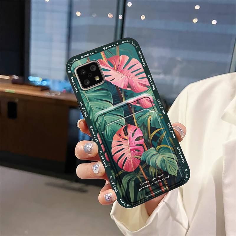 Silicone Cute Phone Case For Sharp Aquos Sense4 4G/Sense 5G Shockproof Back Cover Protective Durable Card Slot Graffiti