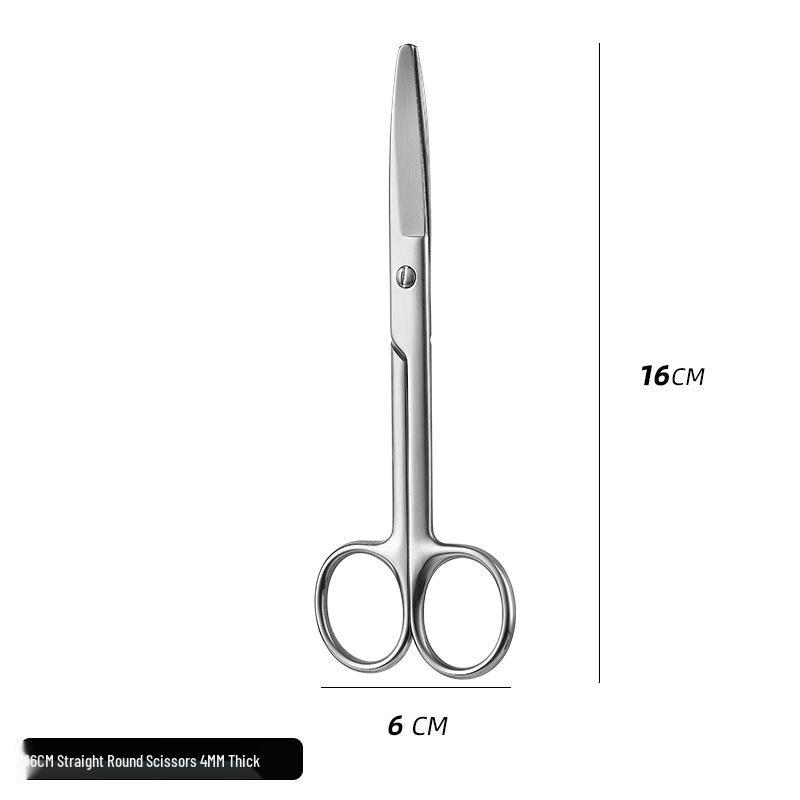 420 Stainless Steel Multi-Purpose Scissors: Large Curved, Straight, Round Tip for Surgical, Beauty, Nose Hair, Eyelid, and Teaching Use.