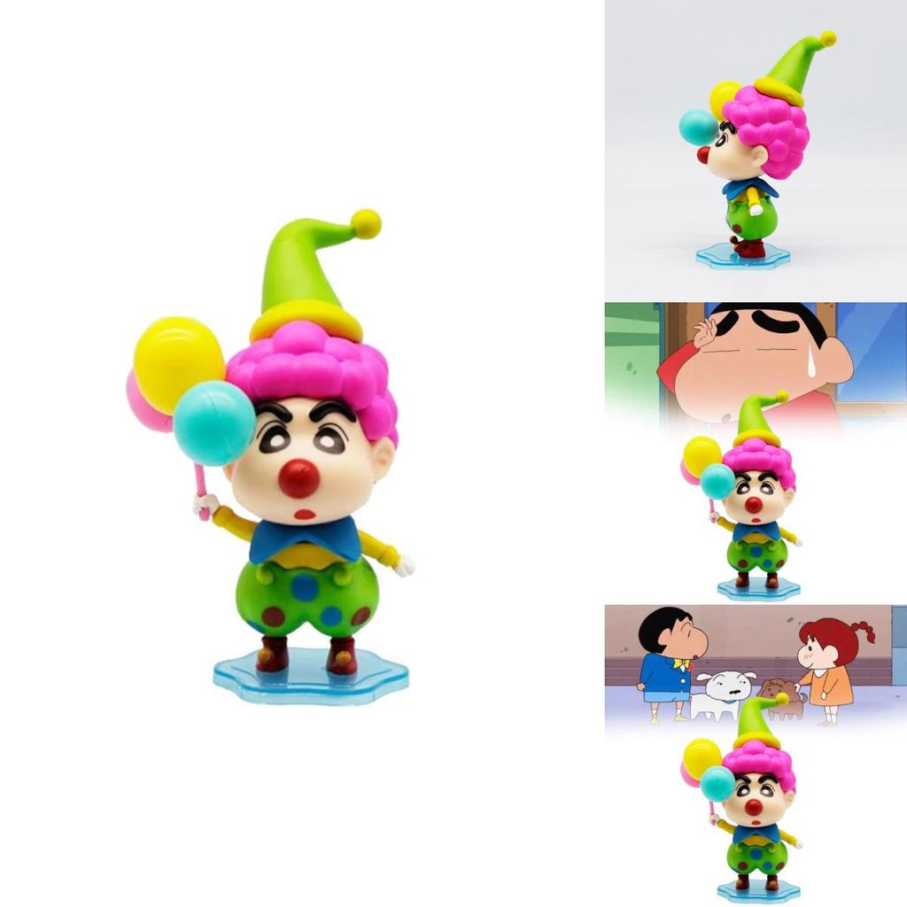 Charming Crayon Shin-chan Collectible Pvc Figure Colorful Clown Pink Ball Gift Display