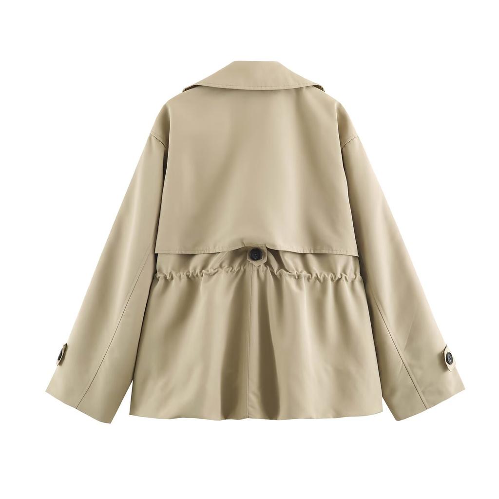European and American style, new women's clothing, fashionable, versatile, adjustable waist short trench coat 631804