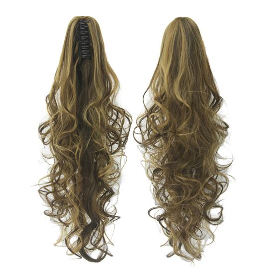 Pinza de cola de caballo rizada larga para mujer, extensiones de cabello postizas naturales sintéticas, postizos resistentes al calor