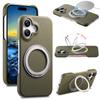 360 Rotating Magnetic Kickstand Lychee Grain Leather Phone Case For iPhone 17 Pro Max 16 Plus 15 14 13 12 11 Shockproof Cover