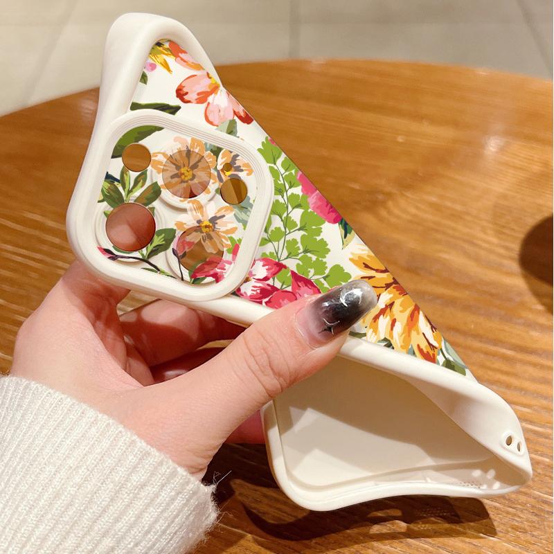 Wzór kwiatowy Odporne na wstrząsy Etui na telefon Dla iPhone 16e 16 15 14 Pro Max 13 12 Pro 11 14 15 16 Plus Kolor Cukierkowy Silikonowe Miękkie Matowe Pokrowce Fundas