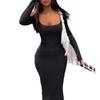 Cross-Border Solid Color Ribbed Dress