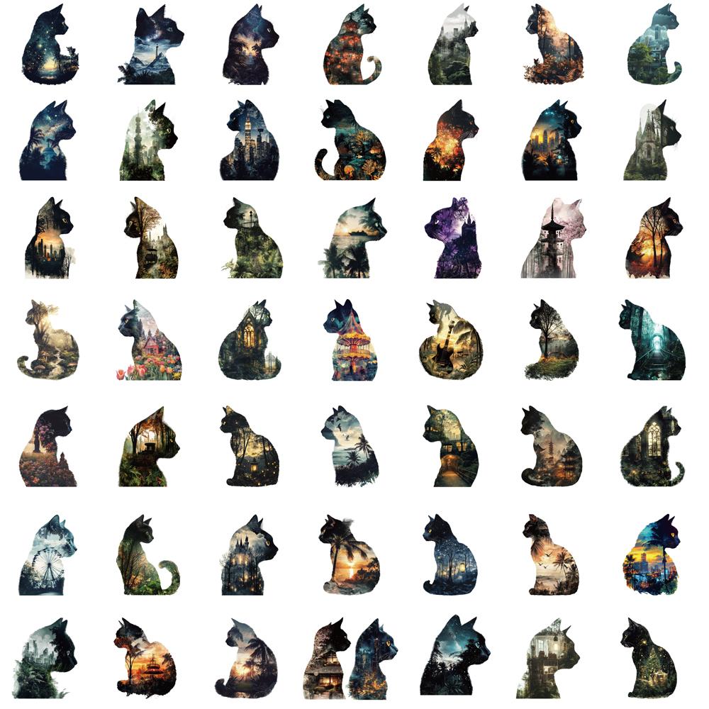 50PCS Cat Print Stickers Scrapbooking Laptop Graffiti Stationery Art Picture Living Room Phone Fashion Skateboard Phone Sticker