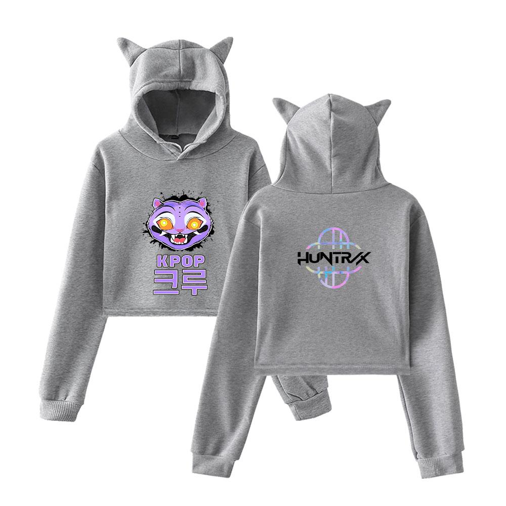 Ny KPop Demon Hunters Pullover Jenter Casual Katt Cropped Hettegensere Dame Langermet Sweatshirts Crop Top Dame Hettegenser Sexy Topper