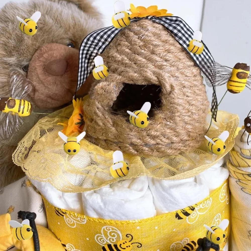 DIY Handmade Material Yellow Bee Pompom Hair Ball 4pcs 20CM Polyester Child Hat Clothing Headdress Wedding Party Supplies