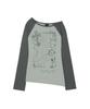 ODDSTUDIO Cross Ornament Off-Shoulder Raglan Long Sleeve - Ash Gray