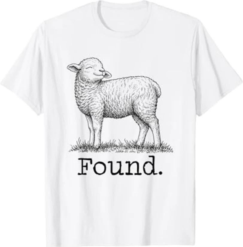Found Minimalist Sheep Christian Psalm 23 Lamb Christian T-Shirt S-3XL S