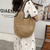 Straw Bag Shoulder Woven Bag Women's Handwoven Bag Casual Versatile Large Capacity Lazy Beach Bag
