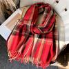 Warm Soft Scarf Plaid Print Women Shawl New Mohair Wool Scarf  Women