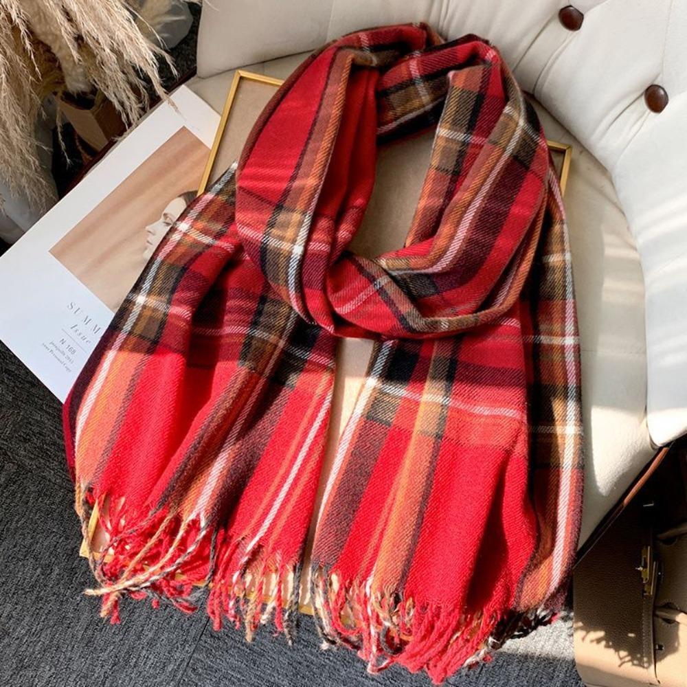 Warm Soft Scarf Plaid Print Women Shawl New Mohair Wool Scarf Women