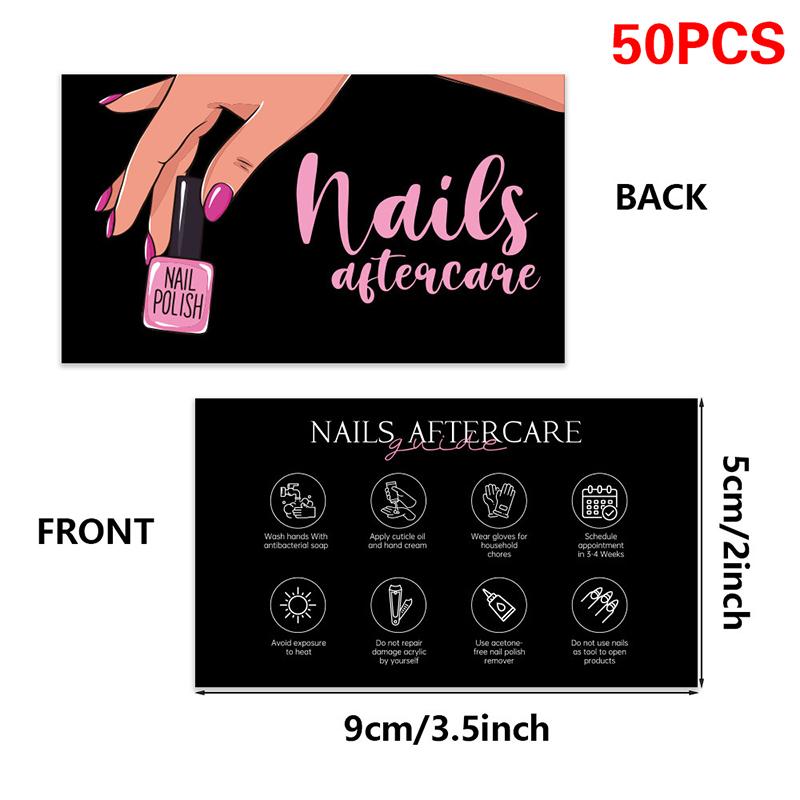 

50 шт., ручная работа, карта по уходу за ногтями, черная визитная карточка, дисконтная карта для ногтей, картон для дизайна ногтей розовый