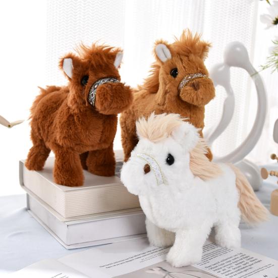 Electric Plush Horse Toy Interactive Simulation Sound Walking Horse Toy Toddlers Boys Girls Educational Baby Tummy Time Crawling Stuffed Animal Toy