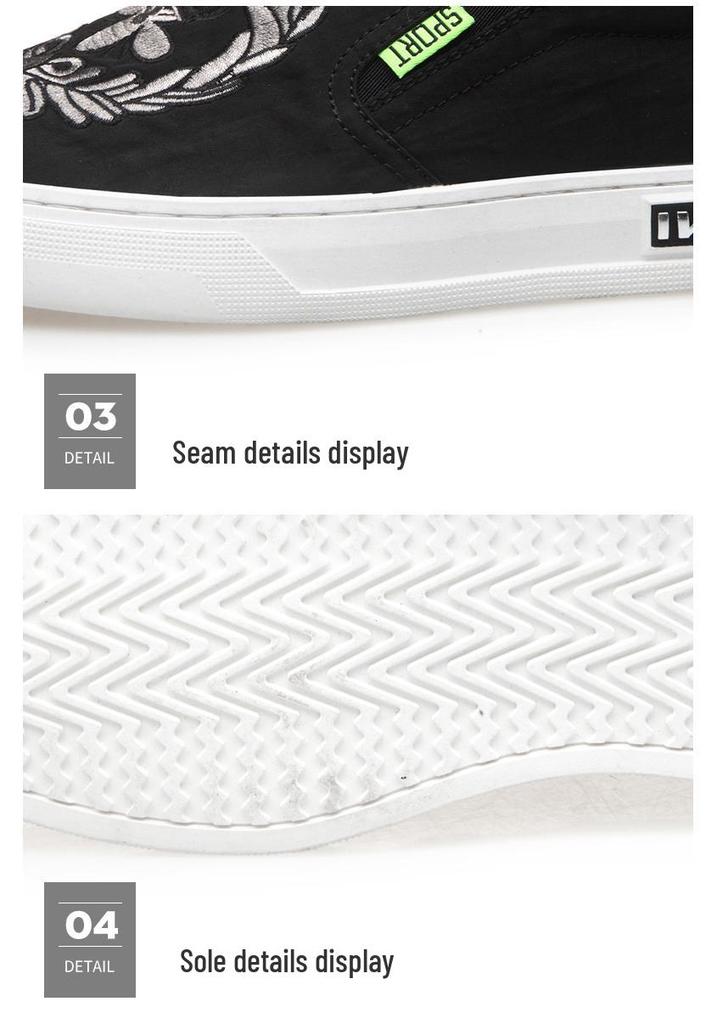 Korean Style Men's Trendy Loafers: Breathable Mesh, Embroidery, Slip-on Casual Shoes for Spring & Autumn.