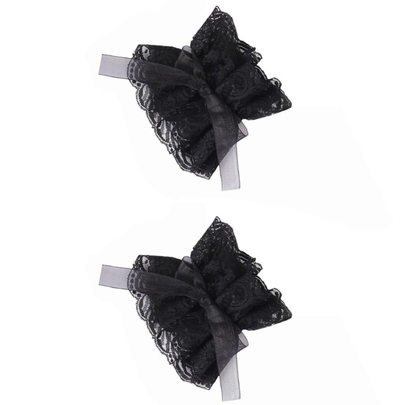 Victorian Ruffle Tiered Lace Jabot Neck Collar and Cuffs Set Renaissances Colonial Costume False Collar for Halloween