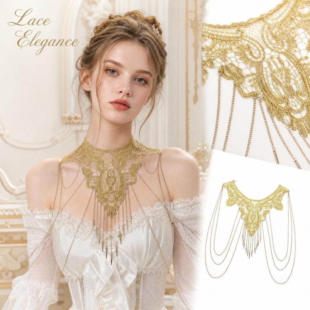 Lace Tassel Necklace Vintage Court Choker Accessory