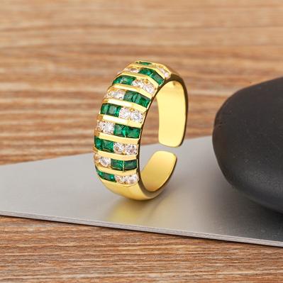 

Nidin Classic Minimalist Opening Rings For Women Rose Red/Green Color AAA Zircon Adjustable Finger Ring Female Personality Gift зелений