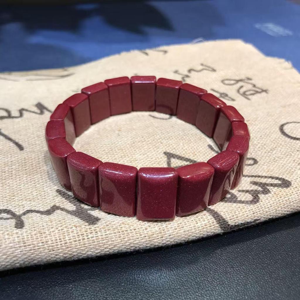 Cinnabar Fortune Gourd Bead Bracelet - Faceted Old Style Wealth Charm for Benmingnian