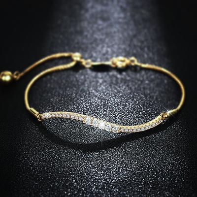 Simple And Minimalist Bracelet For Women, Micro-Inlaid Zircon Jewelry, Adjustable Length Exquisite Jewelry