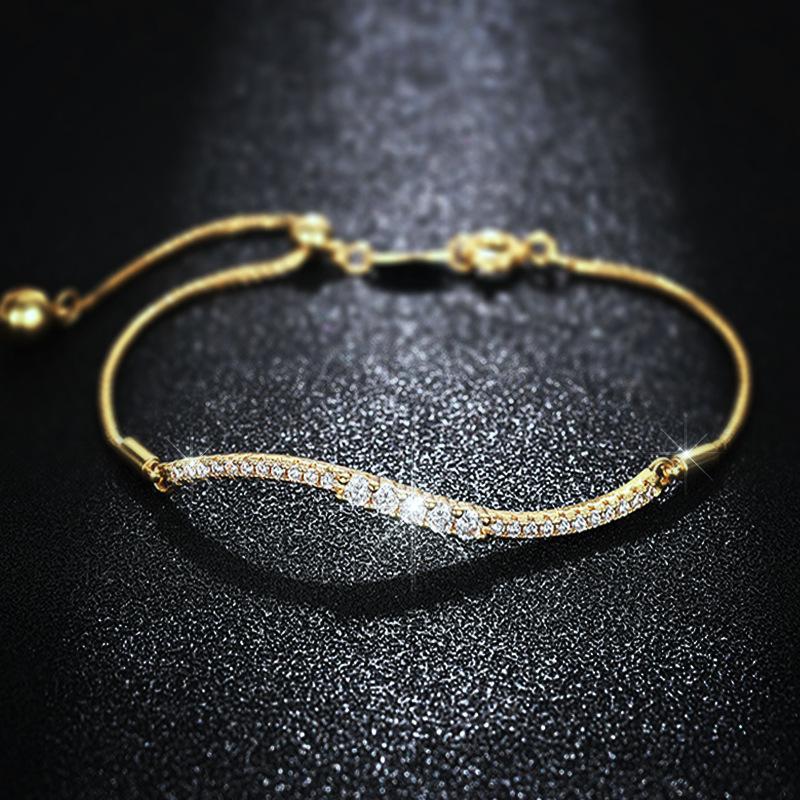Simple And Minimalist Bracelet For Women, Micro-Inlaid Zircon Jewelry, Adjustable Length Exquisite Jewelry