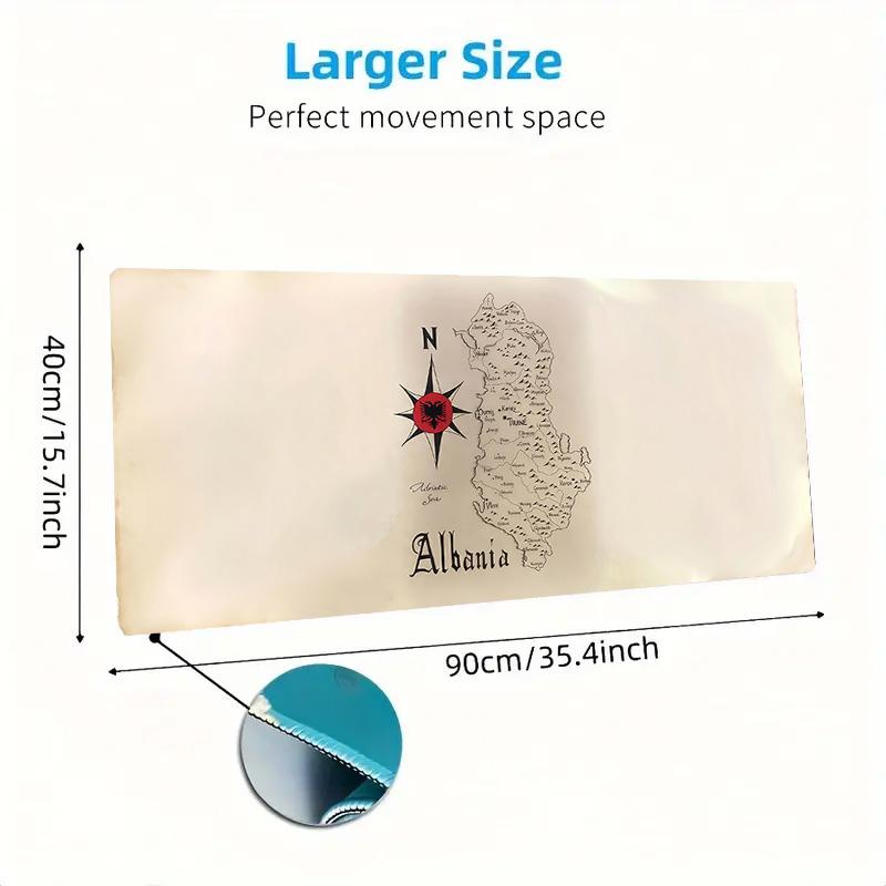 Albania Map Color Mouse Pad Large Gaming Table Cushion Non-slip Laptop Tablet Big Mousepad XXL Mat Mini PC Playmat With Lock edge