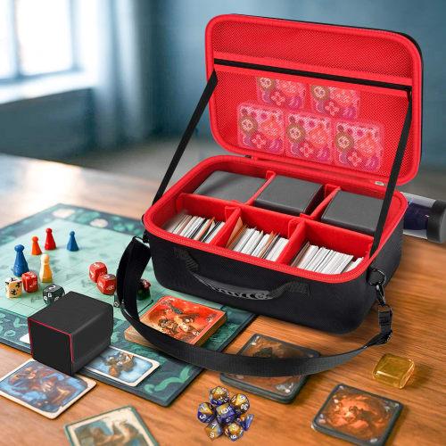 Deck Case, Card Case for Yu-Gi-Oh!, Pokemon, MTG, Duel Masters, and Other Card Games, with Playmat Holder and Shoulder Strap, Black (Case Only)