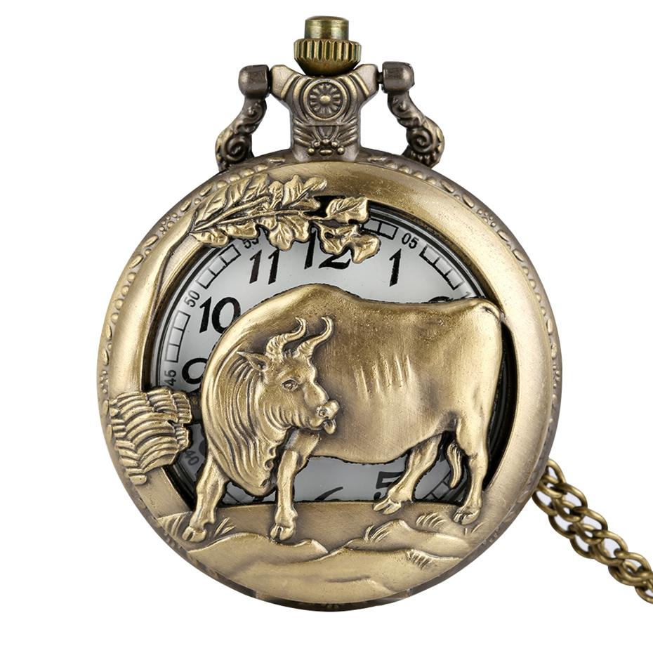 Vintage Chinese Zodiac Quartz Pocket Watch Necklace Pendant Gift Collectible Gifts for Men Women